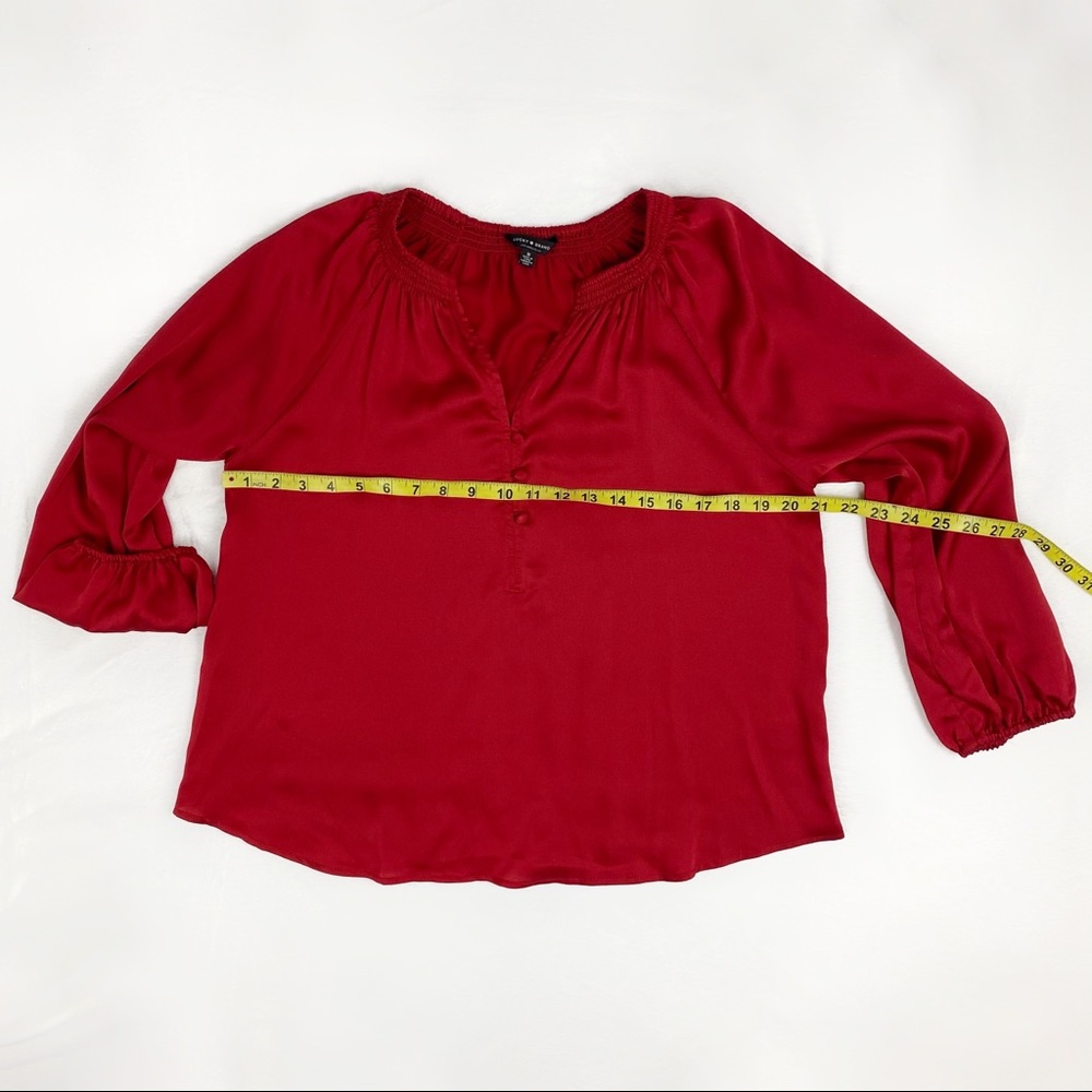 Lucky Brand | Silk Popover Blouse Rich Red - Picture 5 of 8